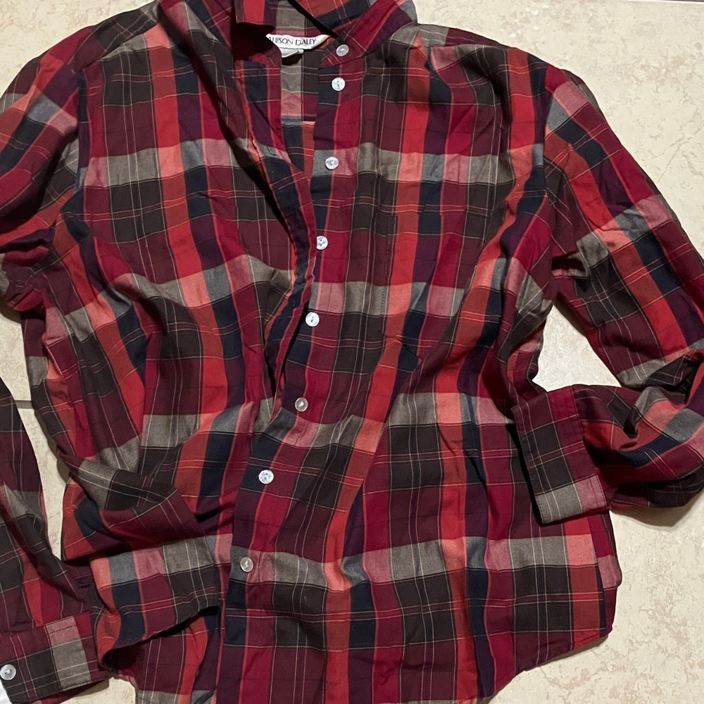 Eton Burgundy and Black Plaid Button-Down Shirt